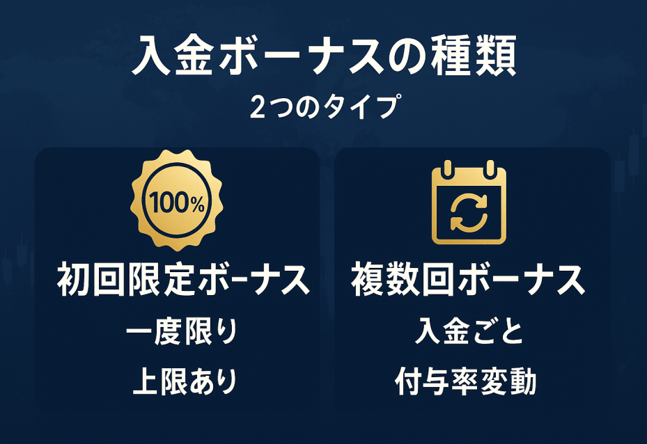 海外FXの入金ボーナス種類